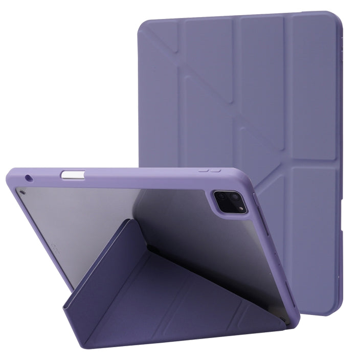 Funda de cuero de PU con tapa Horizontal de acrílico transparente deformación con soporte multiplegable y función de reposo/activación y ranura para bolígrafo