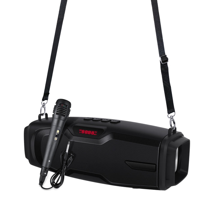 Nuevo Rixing NR-6012M Bluetooth 5.0 Altavoz Bluetooth inalámbrico portátil para karaoke al aire libre con micrófono y correa para el hombro