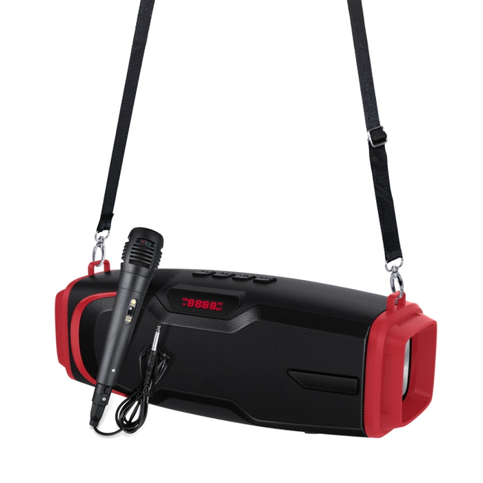 Nuevo Rixing NR-6012M Bluetooth 5.0 Altavoz Bluetooth inalámbrico portátil para karaoke al aire libre con micrófono y correa para el hombro