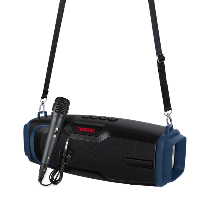 Nuevo Rixing NR-6012M Bluetooth 5.0 Altavoz Bluetooth inalámbrico portátil para karaoke al aire libre con micrófono y correa para el hombro