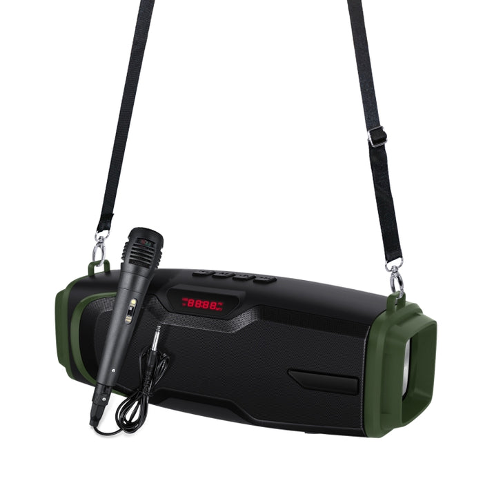 Nuevo Rixing NR-6012M Bluetooth 5.0 Altavoz Bluetooth inalámbrico portátil para karaoke al aire libre con micrófono y correa para el hombro