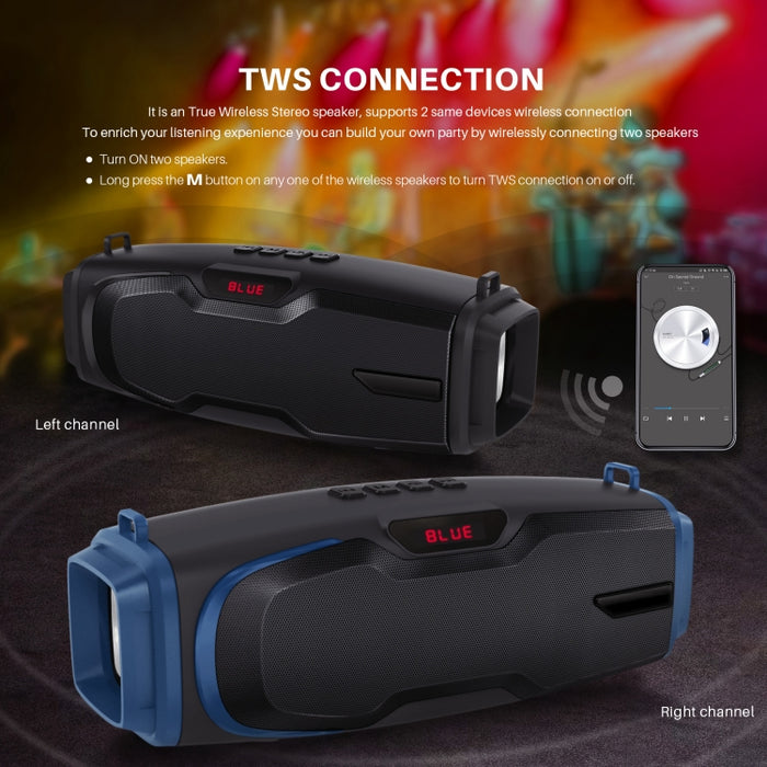 Nuevo Rixing NR-6012M Bluetooth 5.0 Altavoz Bluetooth inalámbrico portátil para karaoke al aire libre con micrófono y correa para el hombro