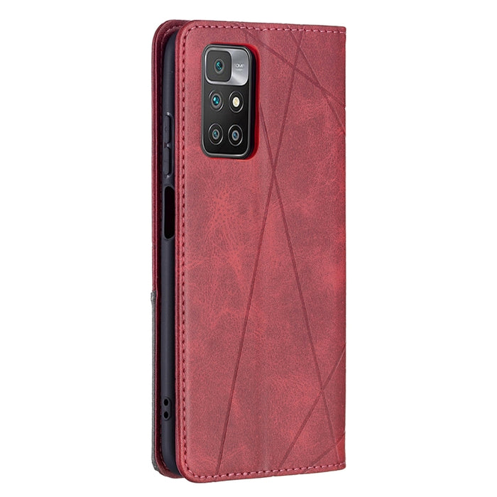 Estuche de cuero magnético con tapa horizontal con textura de rombos con soporte y ranuras para tarjetas, For Xiaomi Redmi 10, For Xiaomi Mi 11T