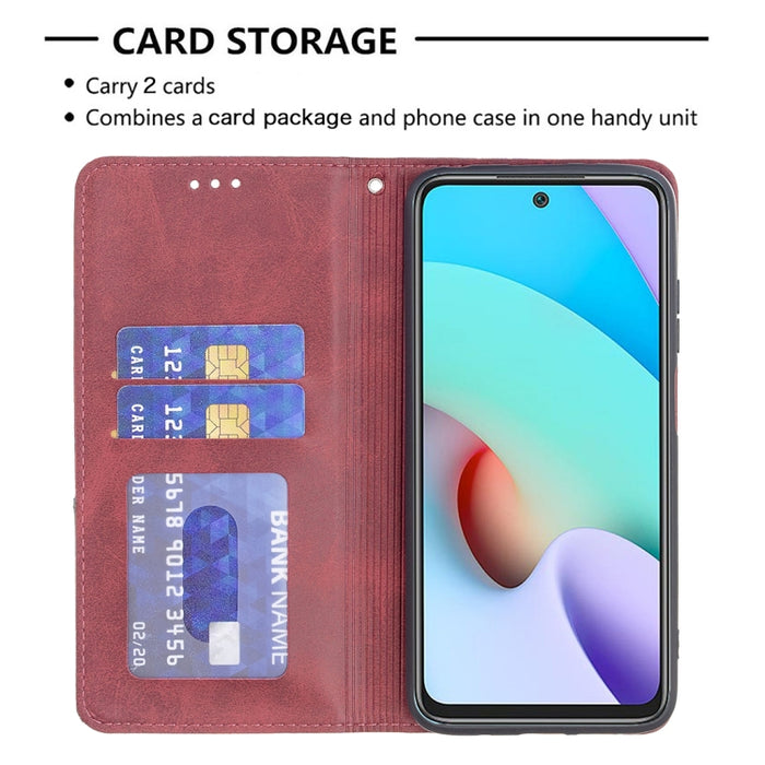 Estuche de cuero magnético con tapa horizontal con textura de rombos con soporte y ranuras para tarjetas, For Xiaomi Redmi 10, For Xiaomi Mi 11T
