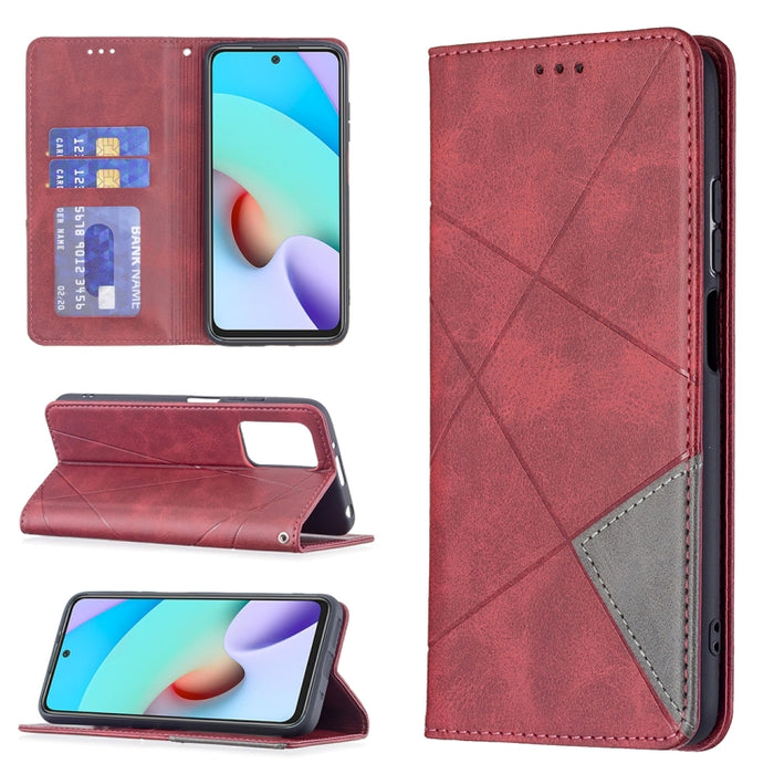 Estuche de cuero magnético con tapa horizontal con textura de rombos con soporte y ranuras para tarjetas, For Xiaomi Redmi 10, For Xiaomi Mi 11T