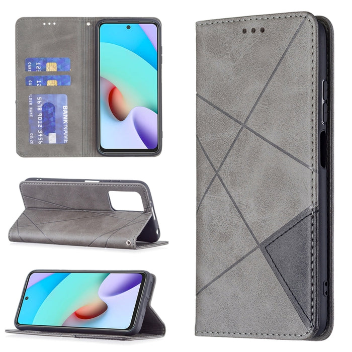 Estuche de cuero magnético con tapa horizontal con textura de rombos con soporte y ranuras para tarjetas, For Xiaomi Redmi 10, For Xiaomi Mi 11T