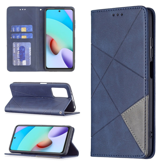 Estuche de cuero magnético con tapa horizontal con textura de rombos con soporte y ranuras para tarjetas, For Xiaomi Redmi 10, For Xiaomi Mi 11T
