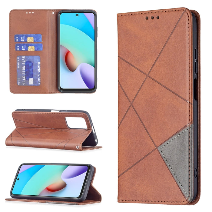 Estuche de cuero magnético con tapa horizontal con textura de rombos con soporte y ranuras para tarjetas, For Xiaomi Redmi 10, For Xiaomi Mi 11T