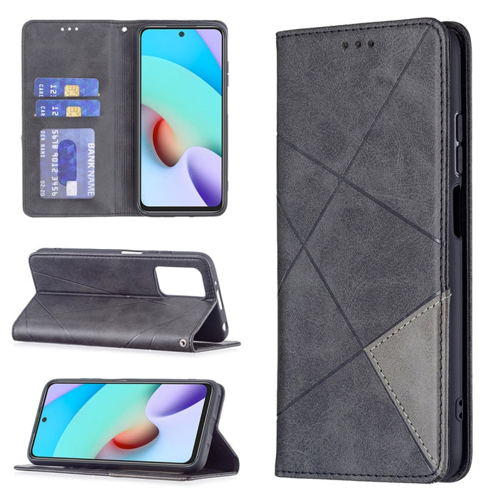 Estuche de cuero magnético con tapa horizontal con textura de rombos con soporte y ranuras para tarjetas, For Xiaomi Redmi 10, For Xiaomi Mi 11T