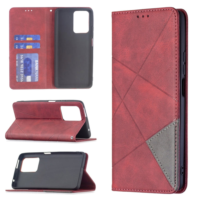 Estuche de cuero magnético con tapa horizontal con textura de rombos con soporte y ranuras para tarjetas, For Xiaomi Redmi 10, For Xiaomi Mi 11T