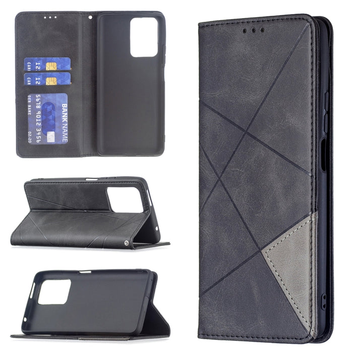Estuche de cuero magnético con tapa horizontal con textura de rombos con soporte y ranuras para tarjetas, For Xiaomi Redmi 10, For Xiaomi Mi 11T