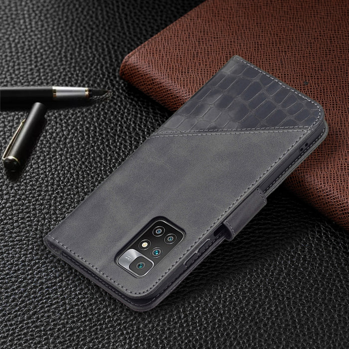 Funda de cuero PU con tapa horizontal y textura de cocodrilo a juego con billetera, soporte y ranuras para tarjetas, For Xiaomi Redmi 10