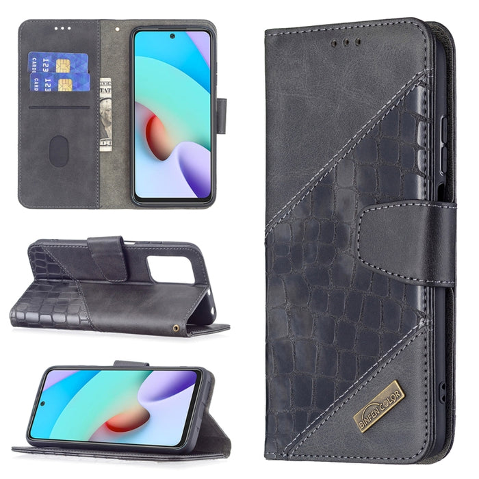 Funda de cuero PU con tapa horizontal y textura de cocodrilo a juego con billetera, soporte y ranuras para tarjetas, For Xiaomi Redmi 10