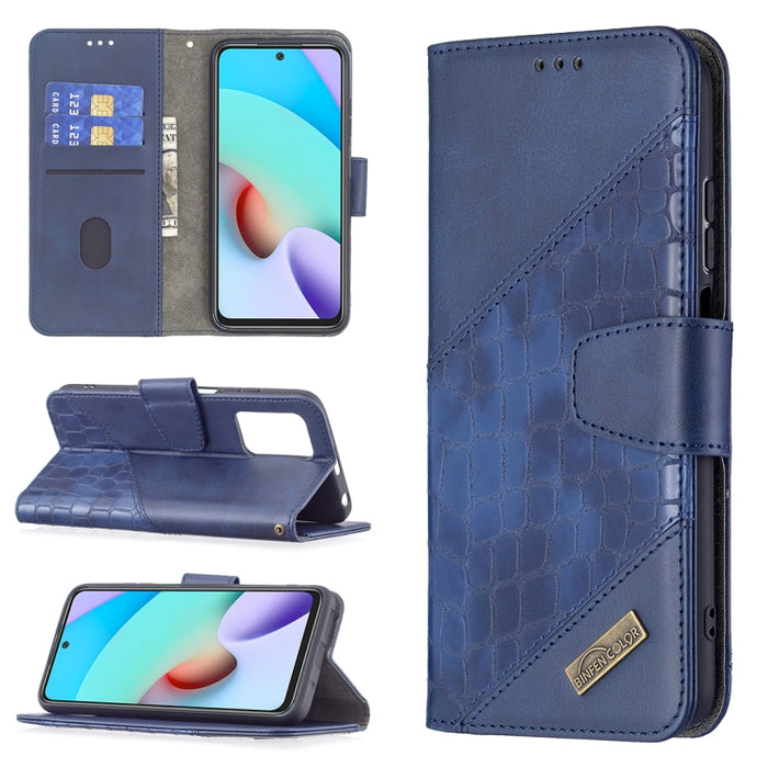 Funda de cuero PU con tapa horizontal y textura de cocodrilo a juego con billetera, soporte y ranuras para tarjetas, For Xiaomi Redmi 10