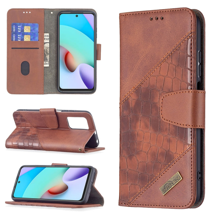 Funda de cuero PU con tapa horizontal y textura de cocodrilo a juego con billetera, soporte y ranuras para tarjetas, For Xiaomi Redmi 10