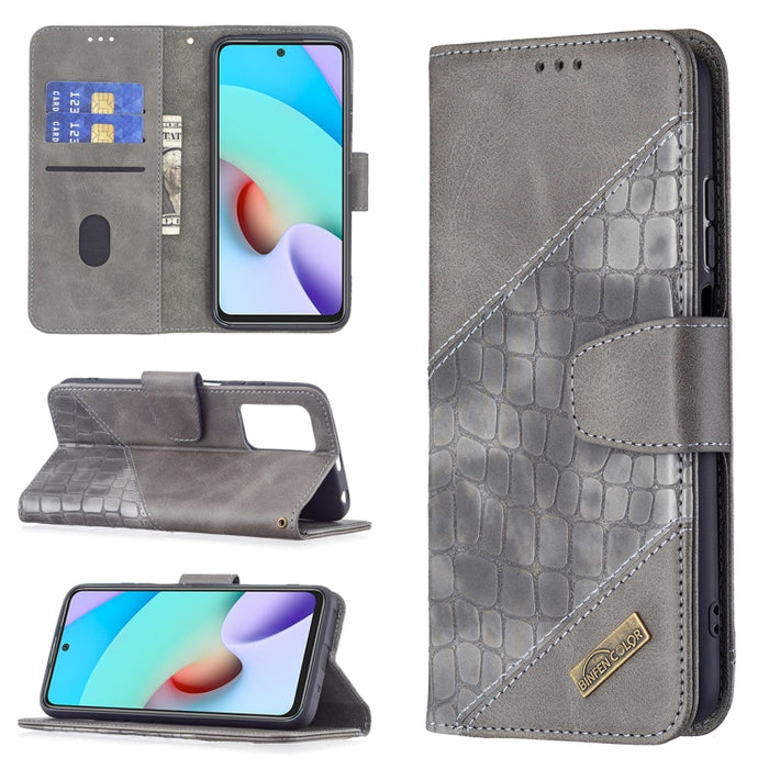 Funda de cuero PU con tapa horizontal y textura de cocodrilo a juego con billetera, soporte y ranuras para tarjetas, For Xiaomi Redmi 10