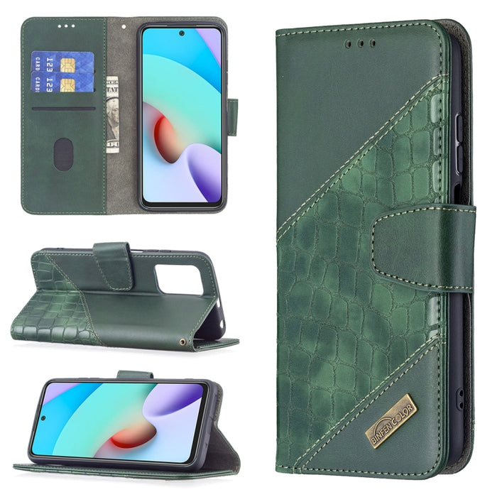 Funda de cuero PU con tapa horizontal y textura de cocodrilo a juego con billetera, soporte y ranuras para tarjetas, For Xiaomi Redmi 10
