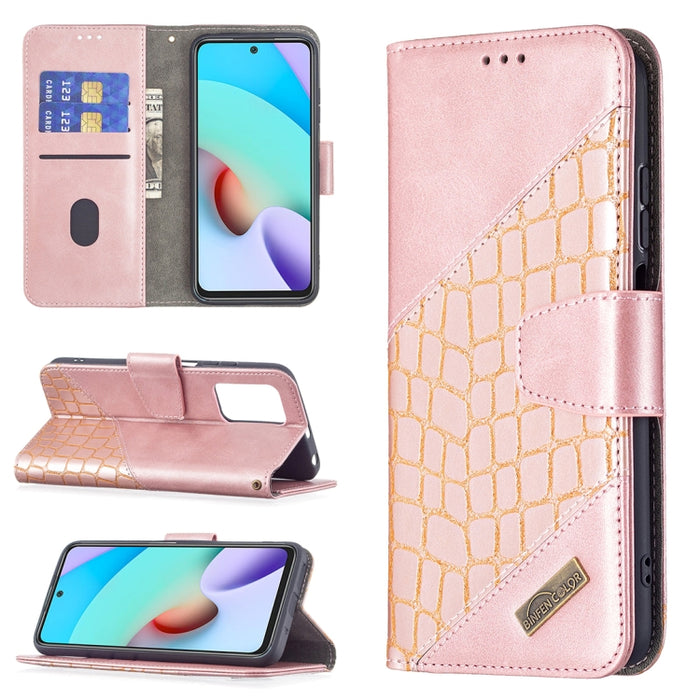 Funda de cuero PU con tapa horizontal y textura de cocodrilo a juego con billetera, soporte y ranuras para tarjetas, For Xiaomi Redmi 10