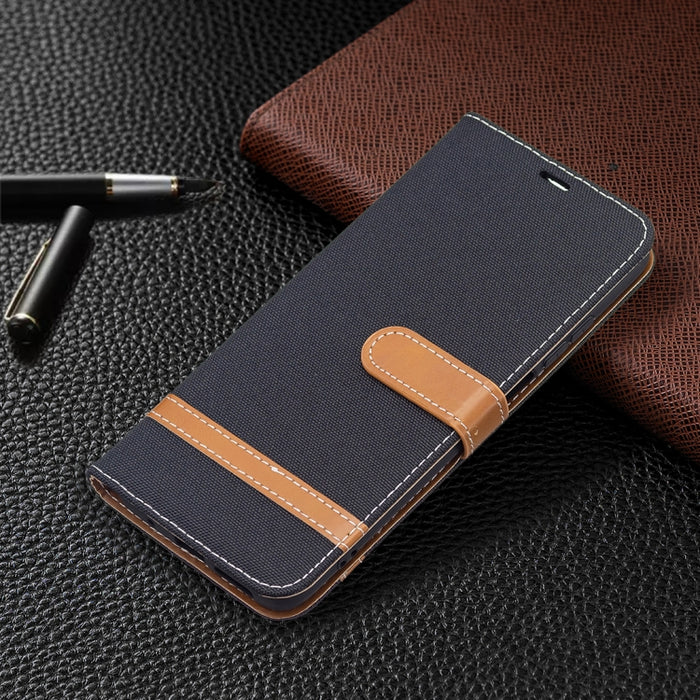 Estuche de cuero con textura de mezclilla a juego con soporte y ranuras para tarjetas, billetera y cordón, For Xiaomi Redmi 10