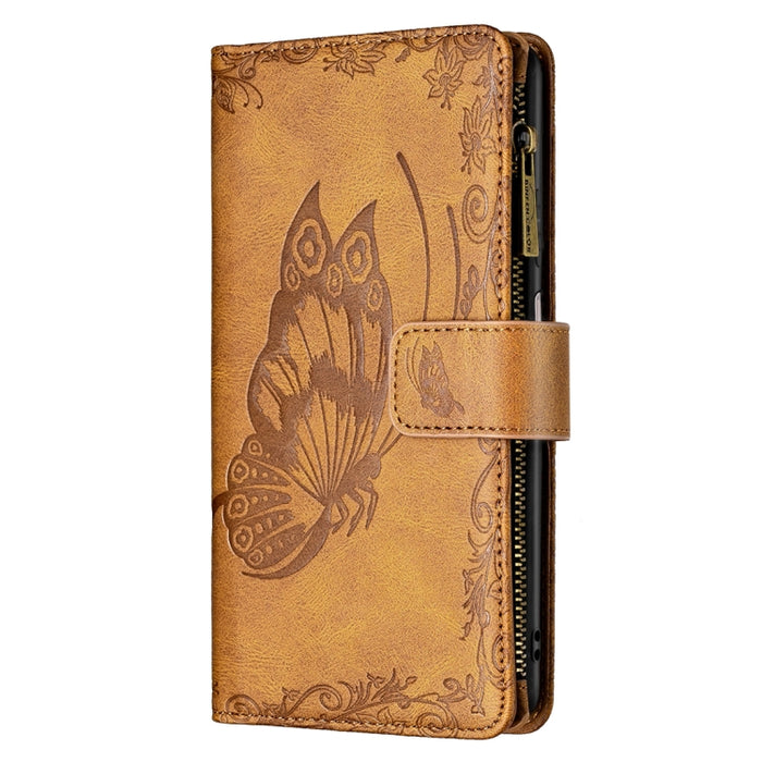 Estuche de cuero con tapa horizontal y cremallera con estampado de mariposa voladora con soporte y ranuras para tarjetas y billetera, For Xiaomi Redmi 10