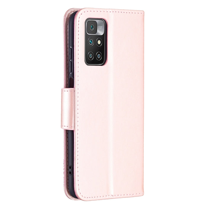 Estuche de cuero con tapa horizontal con estampado de dos mariposas con soporte, ranura para tarjeta, billetera y cordón, For Xiaomi Redmi 10