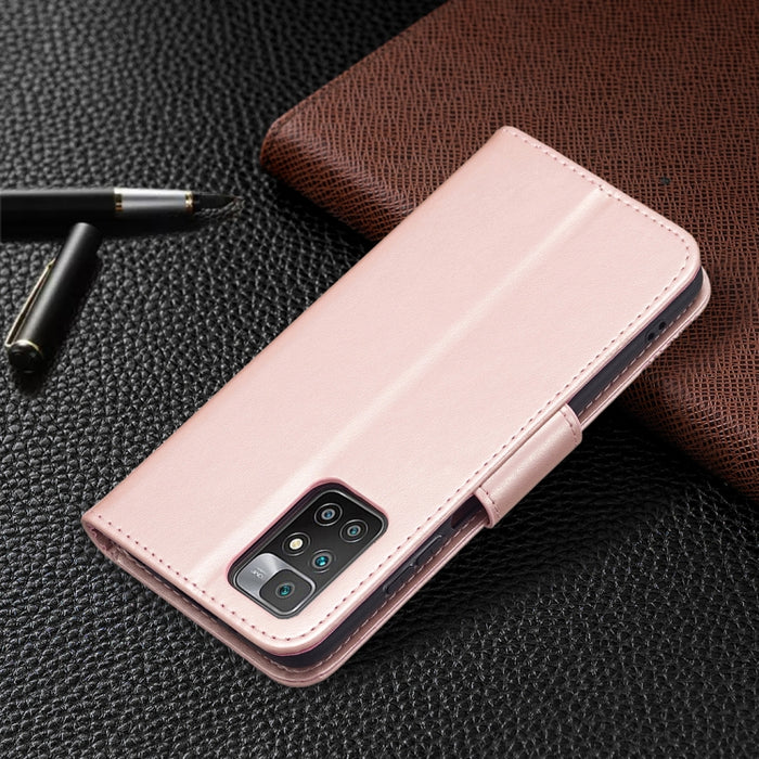 Estuche de cuero con tapa horizontal con estampado de dos mariposas con soporte, ranura para tarjeta, billetera y cordón, For Xiaomi Redmi 10
