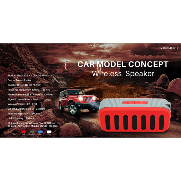 NewRixing NR-2013 TWS Altavoz Bluetooth en forma de conducto de escape para automóvil