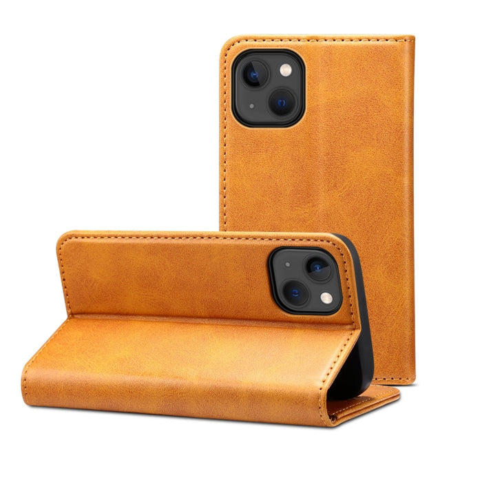 Estuche de cuero con tapa horizontal con textura de becerro con soporte y ranuras para tarjetas y billetera