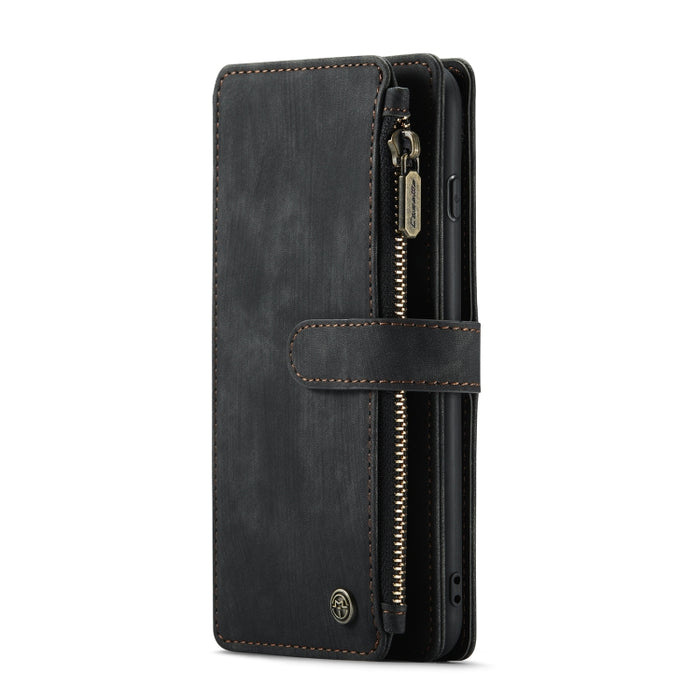 CaseMe-C30 PU + TPU Estuche de cuero con tapa horizontal multifuncional con soporte y ranura para tarjeta y billetera y bolsillo con cremallera