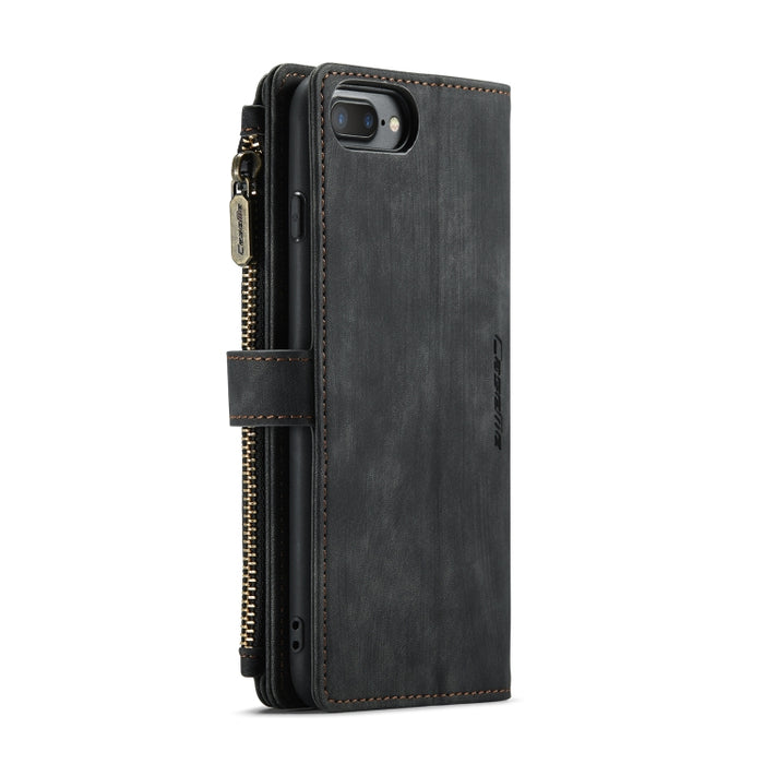 CaseMe-C30 PU + TPU Estuche de cuero con tapa horizontal multifuncional con soporte y ranura para tarjeta y billetera y bolsillo con cremallera