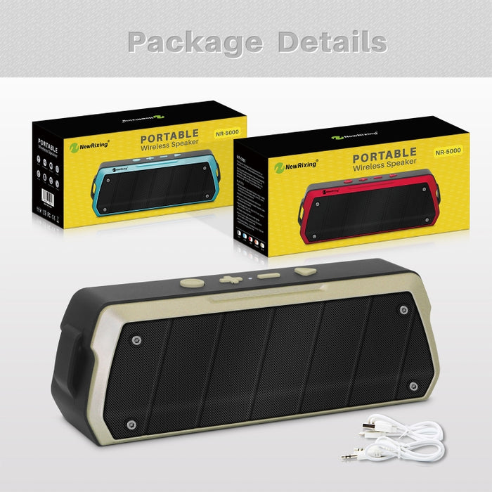 Altavoz Bluetooth de alta fidelidad NewRixing NR-5000 IPX5, compatible con llamadas manos libres/tarjeta TF/disco FM/U