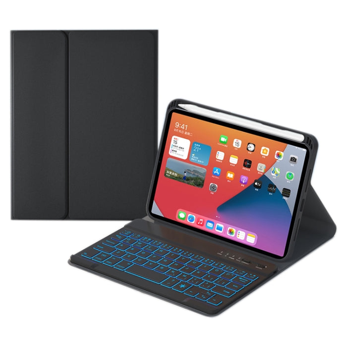 HK006D Square Keys Estuche de cuero con teclado Bluetooth desmontable con retroiluminación blanca y soporte para iPad mini 6
