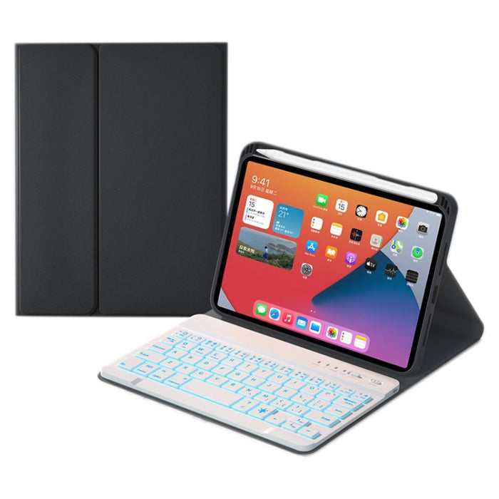 HK006D Square Keys Estuche de cuero con teclado Bluetooth desmontable con retroiluminación blanca y soporte para iPad mini 6