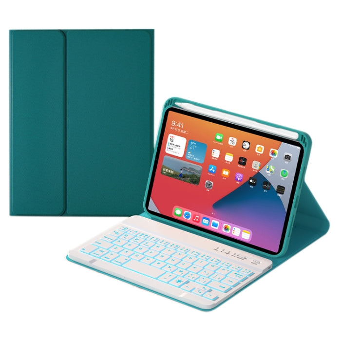 HK006D Square Keys Estuche de cuero con teclado Bluetooth desmontable con retroiluminación blanca y soporte para iPad mini 6