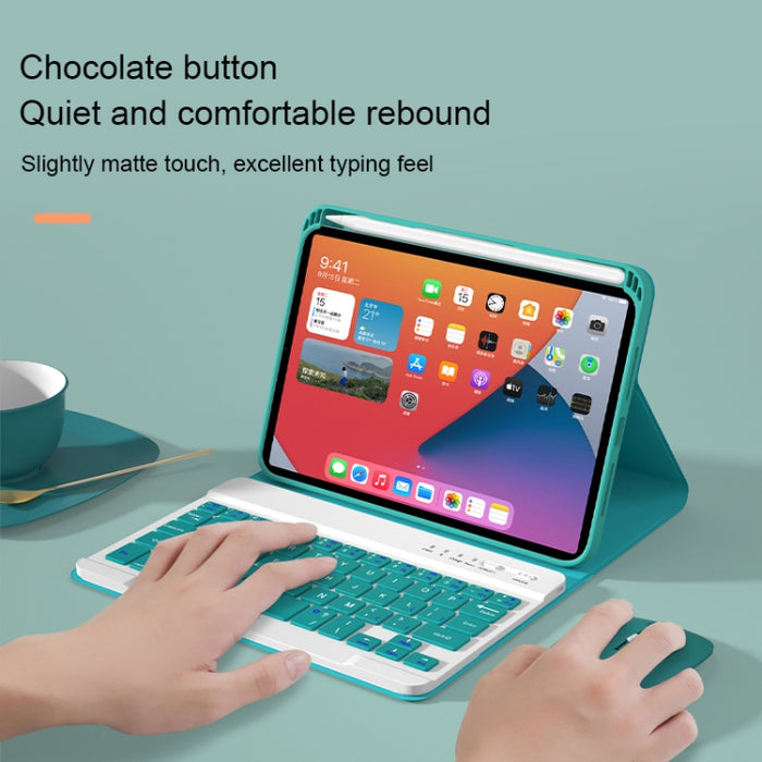 HK006D Square Keys Estuche de cuero con teclado Bluetooth desmontable con retroiluminación blanca y soporte para iPad mini 6