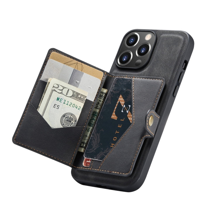JEEHOOD Estuche protector desmontable magnético retro con billetera y ranura para tarjeta y soporte