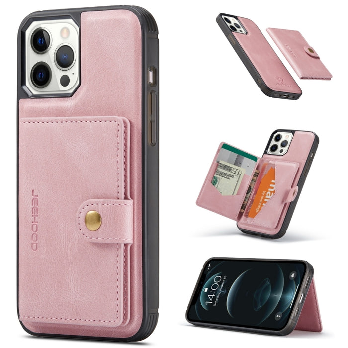 JEEHOOD Estuche protector desmontable magnético retro con billetera y ranura para tarjeta y soporte