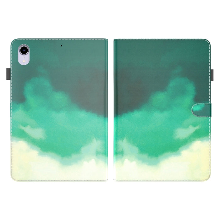 Patrón de acuarela Sensación de piel Estuche de cuero de PU con tapa horizontal magnética con soporte y ranuras para tarjetas y marco de fotos y función de reposo / activación