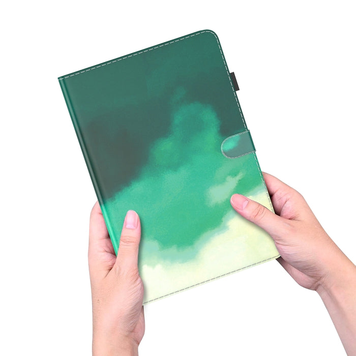 Patrón de acuarela Sensación de piel Estuche de cuero de PU con tapa horizontal magnética con soporte y ranuras para tarjetas y marco de fotos y función de reposo / activación