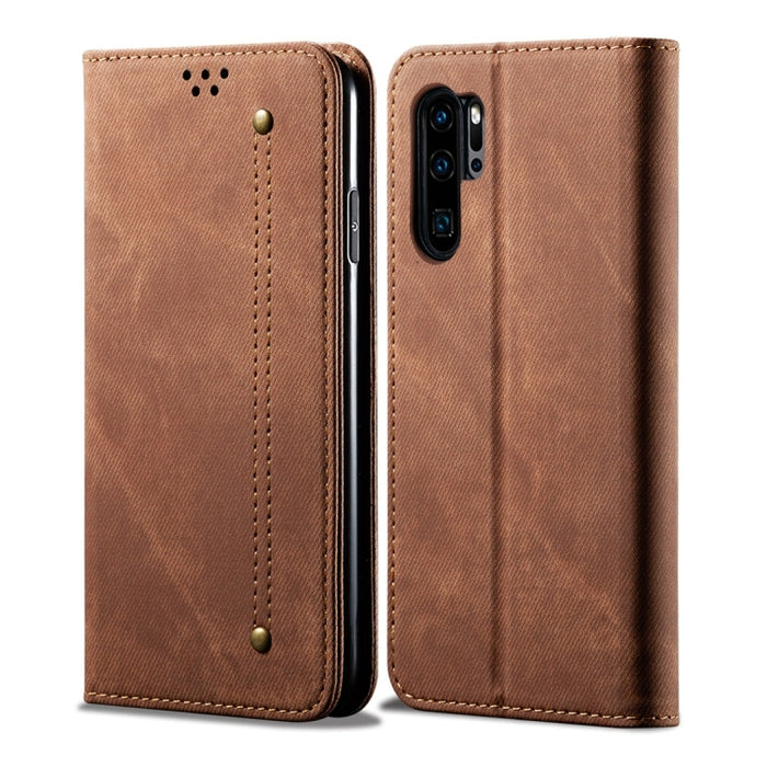 Estuche de cuero con tapa horizontal de estilo casual de textura de mezclilla con soporte y ranuras para tarjetas y billetera, For OPPO A9 / F11, For OPPO Reno 2, For Huawei Mate 30, For Huawei P30 Pro, For Huawei P30, For Huawei P Smart Z / Y9 Prime  ...