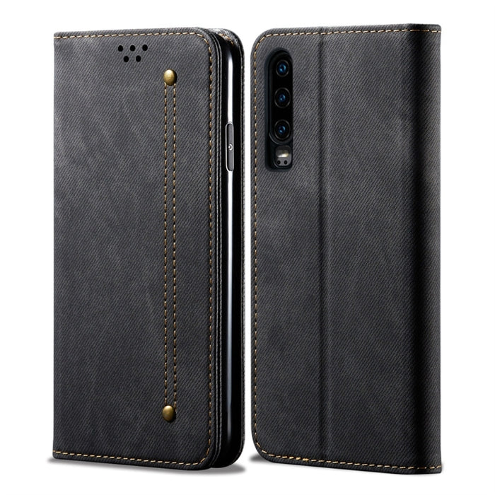 Estuche de cuero con tapa horizontal de estilo casual de textura de mezclilla con soporte y ranuras para tarjetas y billetera, For OPPO A9 / F11, For OPPO Reno 2, For Huawei Mate 30, For Huawei P30 Pro, For Huawei P30, For Huawei P Smart Z / Y9 Prime  ...