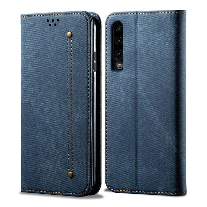 Estuche de cuero con tapa horizontal de estilo casual de textura de mezclilla con soporte y ranuras para tarjetas y billetera, For OPPO A9 / F11, For OPPO Reno 2, For Huawei Mate 30, For Huawei P30 Pro, For Huawei P30, For Huawei P Smart Z / Y9 Prime  ...