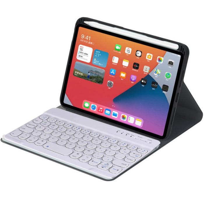 HY006 Funda de cuero con teclado Bluetooth desmontable con teclas redondas y soporte para iPad mini 6