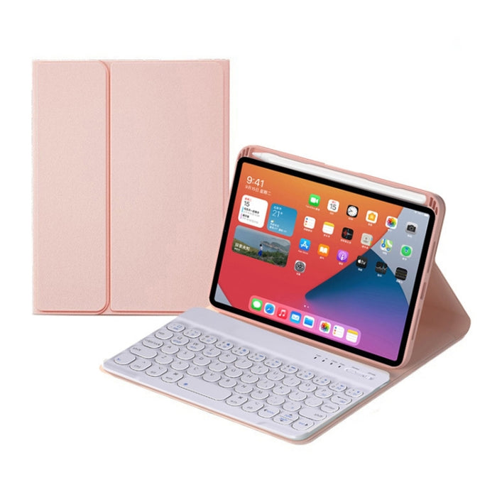 HY006 Funda de cuero con teclado Bluetooth desmontable con teclas redondas y soporte para iPad mini 6
