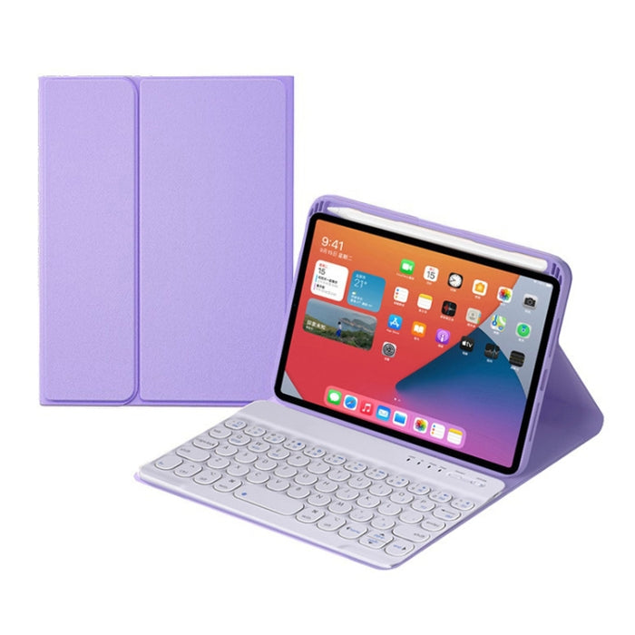 HY006 Funda de cuero con teclado Bluetooth desmontable con teclas redondas y soporte para iPad mini 6