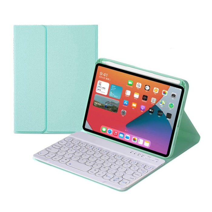 HY006 Funda de cuero con teclado Bluetooth desmontable con teclas redondas y soporte para iPad mini 6