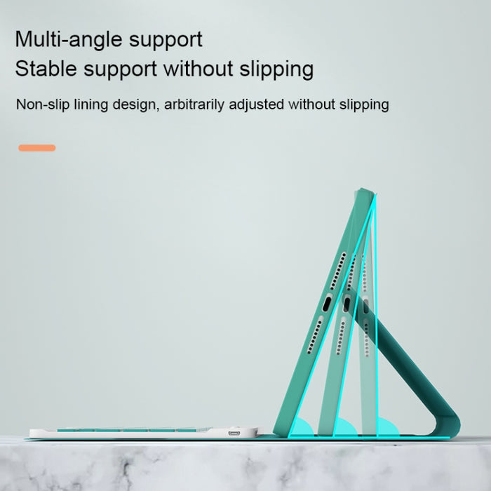 HY006 Funda de cuero con teclado Bluetooth desmontable con teclas redondas y soporte para iPad mini 6
