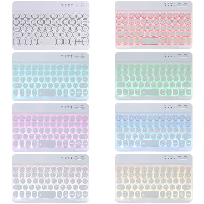 HY006D Funda de cuero con teclado Bluetooth desmontable para teclas redondas con retroiluminación colorida y soporte para iPad mini 6