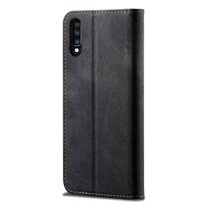 Estuche de cuero con tapa horizontal de estilo casual de textura de mezclilla con soporte y ranuras para tarjetas y billetera, For Galaxy A70, For Galaxy M30s, For Galaxy A10s, For Galaxy A20 / A30, For Galaxy A20s, For Galaxy A50s / A50 / A30s        ...