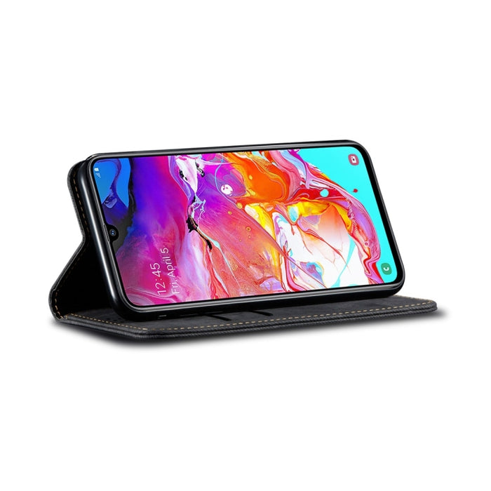 Estuche de cuero con tapa horizontal de estilo casual de textura de mezclilla con soporte y ranuras para tarjetas y billetera, For Galaxy A70, For Galaxy M30s, For Galaxy A10s, For Galaxy A20 / A30, For Galaxy A20s, For Galaxy A50s / A50 / A30s        ...